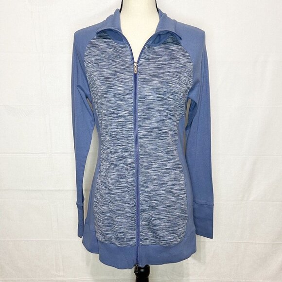 Columbia Womens Full Zip Heathered Blue Long Sleeve Jacket Sz S Pockets - Picture 1 of 8